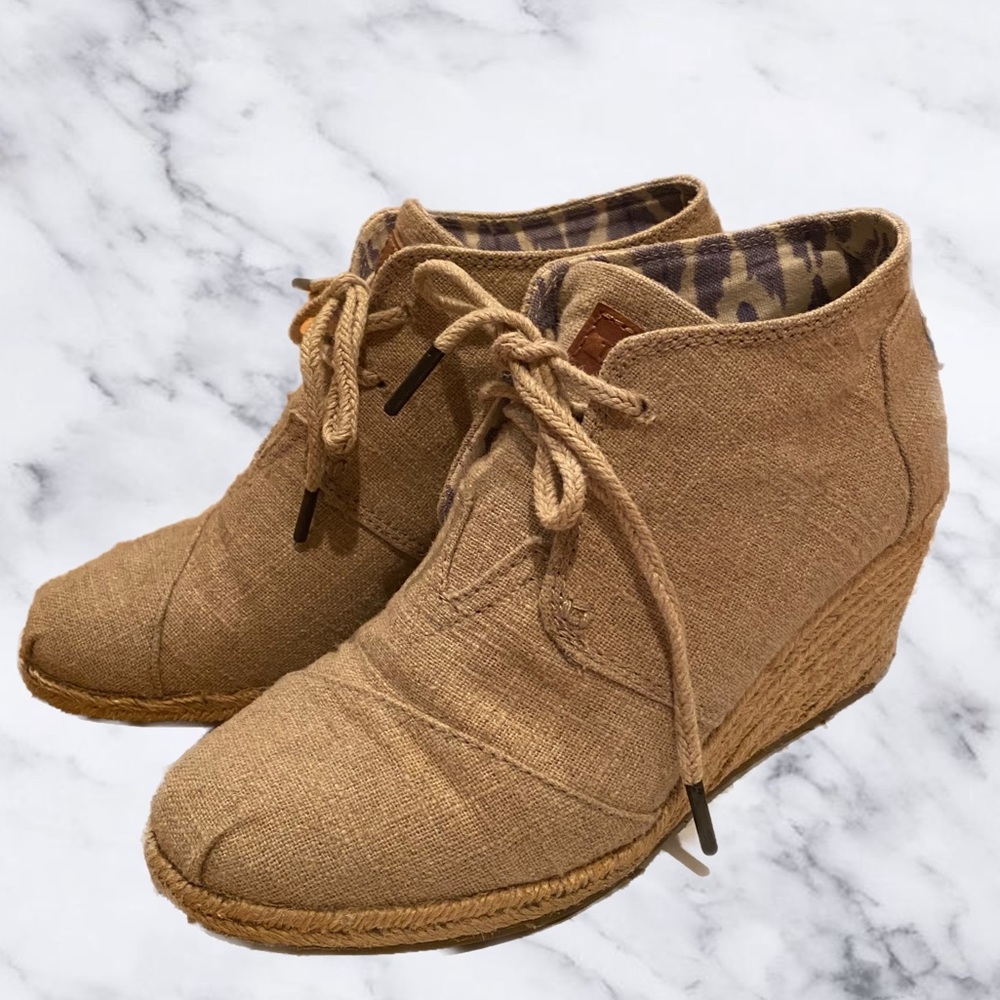 TOMS Wedge Ankle Lace-up Booties